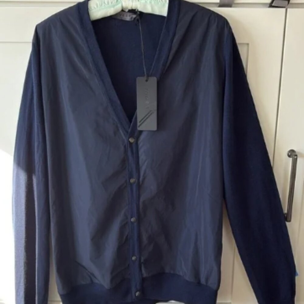 Verri Tess V-NeckCardigan Men's' XL Navy Blue Italian Design Contemporary NWT